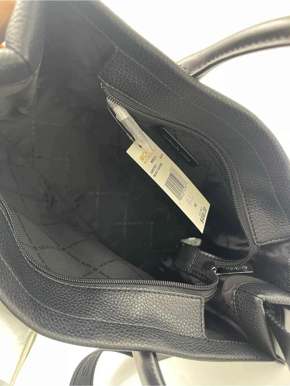MICHAEL KORS Mirella Md EW Top Zip Logo Debossed Satchel Shoulder Tote Black NWT